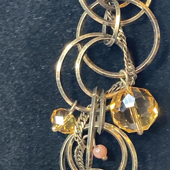 33" Long Talbots Dark Yellow Beaded and Hoop Chain Necklace - Picture 4 of 13